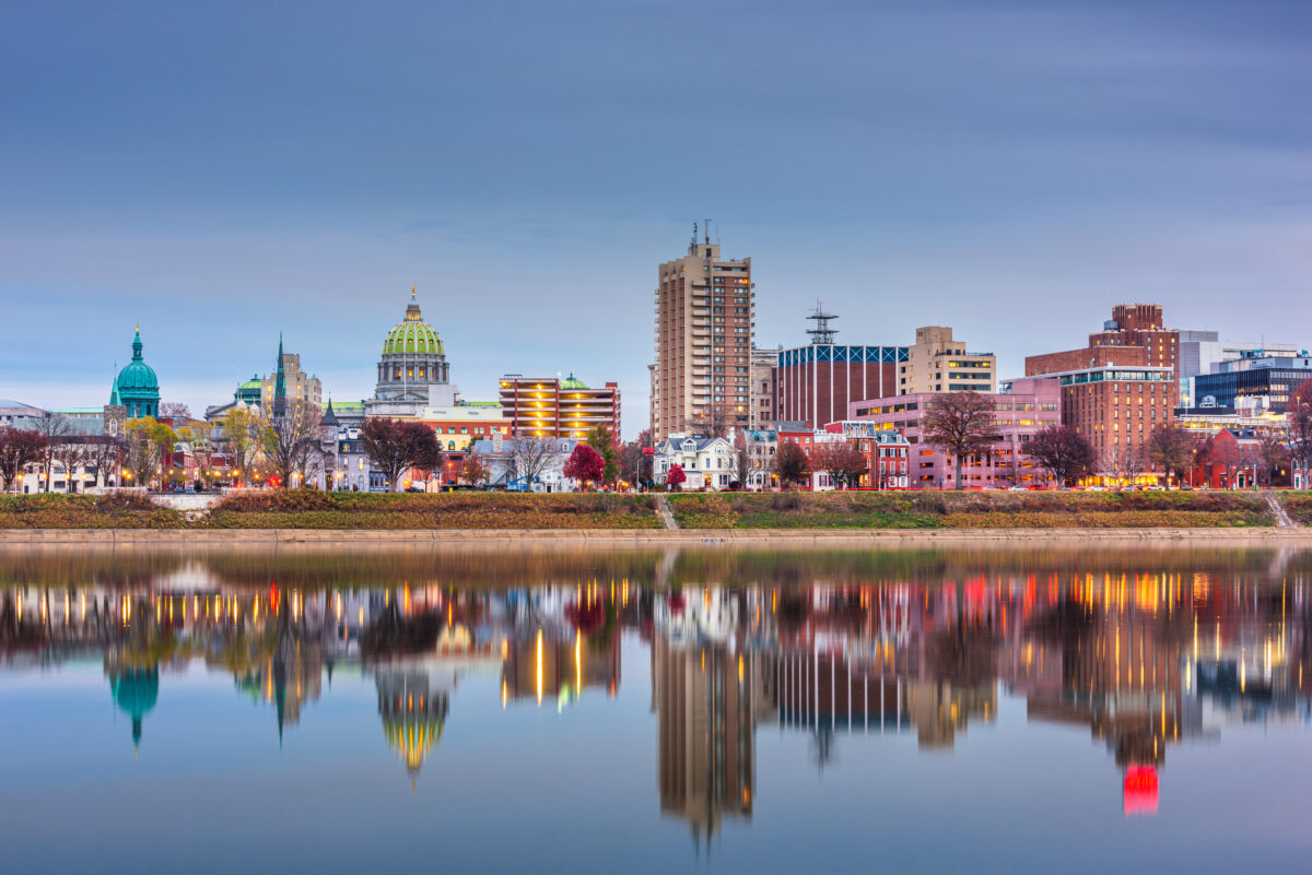The skyline of Harrisburg, PA from the West Shore, Wormleysburg, PA